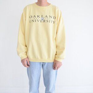 VTG Gear For Sports Big Cotton Yellow Oakland University Crew Neck Sweater XL